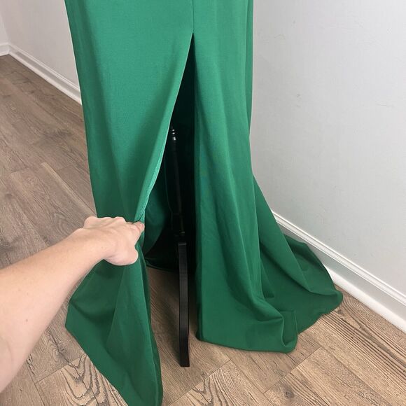 Sherri Hill Green Dress Train Cut Out Formal Prom Pageant Size 2 Small - Picture 4 of 10